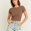 Brown Basic Cropped T-shirt^Tally Weijl Outlet