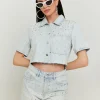 Chemise Courte en Denim avec Strass^Tally Weijl Discount