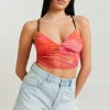 Crop Top en Mesh avec Imprimé Floral^Tally Weijl Hot