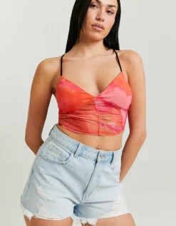 Crop Top en Mesh avec Imprimé Floral^Tally Weijl Hot