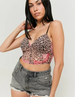 Crop Top en Mesh avec Imprimé Animalier^Tally Weijl Sale