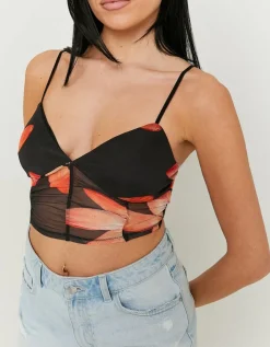 Crop Top en Mesh avec Imprimé Floral^Tally Weijl Discount