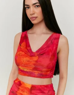 Crop Top en Mesh avec Imprimé Floral^Tally Weijl Hot