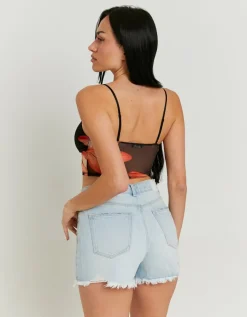 Crop Top en Mesh avec Imprimé Floral^Tally Weijl Discount