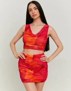 Crop Top en Mesh avec Imprimé Floral^Tally Weijl Hot
