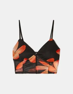 Crop Top en Mesh avec Imprimé Floral^Tally Weijl Discount