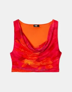 Crop Top en Mesh avec Imprimé Floral^Tally Weijl Hot