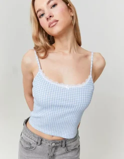 Débardeur Vichy avec Ourlet en Dentelle^Tally Weijl Fashion