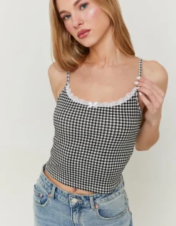 Débardeur Vichy avec Ourlet en Dentelle^Tally Weijl Discount
