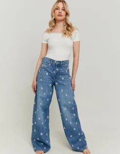 Jean Baggy avec Broderies Fleurs^Tally Weijl Hot