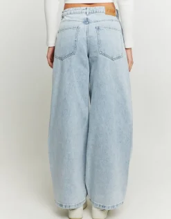 Jean Baggy Bleu Clair Taille Basse avec Strass^Tally Weijl Online