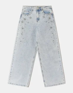 Jean Baggy Bleu Clair Taille Basse avec Strass^Tally Weijl Online