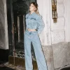 Jean Baggy Taille Mi-Haute à Carreaux en Strass^Tally Weijl New