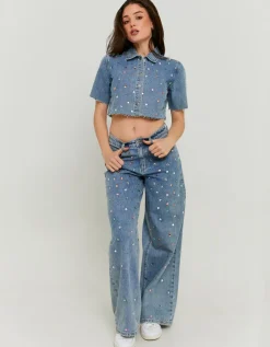 Jean Baggy Taille Mi-Haute avec Strass^Tally Weijl Hot