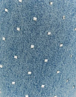 Jean Baggy Taille Mi-Haute à Carreaux en Strass^Tally Weijl New