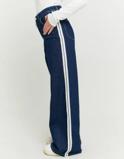Jean bleu Wide Leg Taille Haute à Bandes Latérales^Tally Weijl Discount