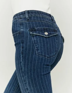 Jean Bootcut Foncé Taille Mi-Haute à Fines Rayures^Tally Weijl Clearance