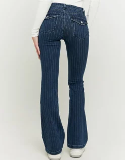 Jean Bootcut Foncé Taille Mi-Haute à Fines Rayures^Tally Weijl Clearance