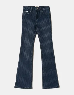 Jean Bootcut Foncé Taille Mi-Haute à Fines Rayures^Tally Weijl Clearance