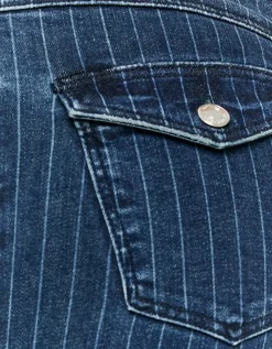 Jean Bootcut Foncé Taille Mi-Haute à Fines Rayures^Tally Weijl Clearance