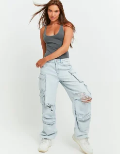 Jean Cargo Parachute Destroy Clair Taille Mi-haute^Tally Weijl Online