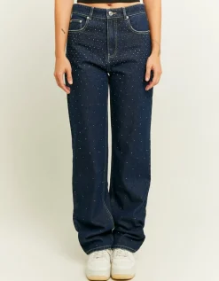 Jean Droit Bleu Foncé avec Strass à l'avant^Tally Weijl New