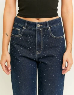 Jean Droit Bleu Foncé avec Strass à l'avant^Tally Weijl New