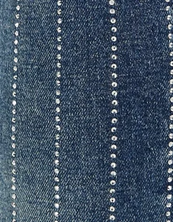 Jean Flare Bleu Foncé Taille Haute Stretch avec Strass^Tally Weijl Outlet