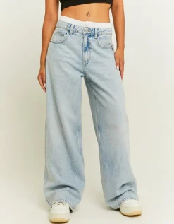 Jean Large Baggy Bleu avec Détail Caleçon^Tally Weijl Clearance