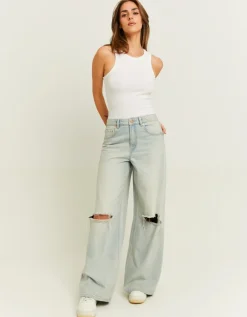 Jean Palazzo Destroy Bleu Clair Taille Mi-Haute^Tally Weijl Clearance