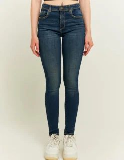 Jean Skinny Push-Up Bleu Foncé Taille Mi-Haute^Tally Weijl Online