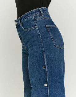 Jean Wide Leg Foncé avec Boutons Pression^Tally Weijl Sale