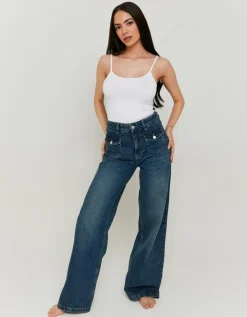 Jean Wide Leg Délavage Brut avec Poches^Tally Weijl Discount