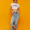 Jupe midi en denim taille haute avec fente^Tally Weijl Hot