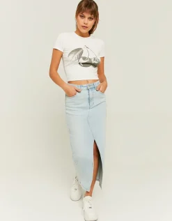 Jupe midi en denim taille haute avec fente^Tally Weijl Hot