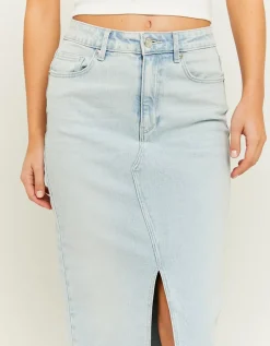 Jupe midi en denim taille haute avec fente^Tally Weijl Hot