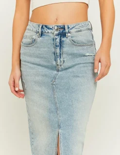 Jupe midi en denim taille haute avec fente^Tally Weijl Hot