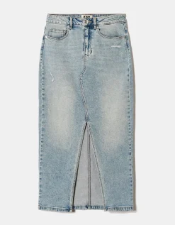 Jupe midi en denim taille haute avec fente^Tally Weijl Hot