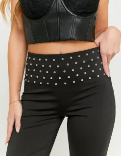 Legging Flare Taille Mi-Haute avec Clous^Tally Weijl Clearance