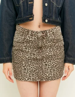 Mini Jupe en Jean Imprimé Léopard^Tally Weijl Discount