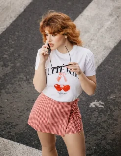 Mini Jupe-Short à Imprimé Vichy et Détail Nœuds^Tally Weijl Discount