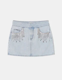Mini-Jupe en Denim avec Strass^Tally Weijl Sale