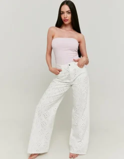 Pantalon Wide Leg Taille Haute avec Broderie^Tally Weijl Discount