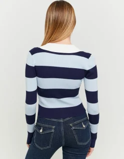Pull Ajusté Rayé avec Col Polo^Tally Weijl New