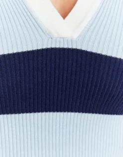 Pull Ajusté Rayé avec Col Polo^Tally Weijl New