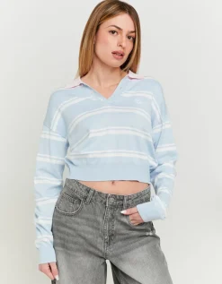 Pull Court Rayé avec Col Polo^Tally Weijl Outlet