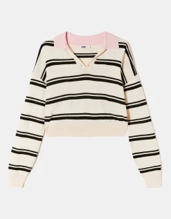 Pull Court Rayé avec Col Polo^Tally Weijl Hot