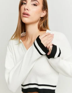 Pull Rayé en Maille avec Col Polo^Tally Weijl Online