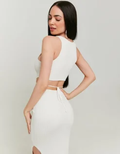 Robe Blanche en Maille avec Laçage^Tally Weijl Outlet