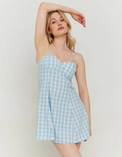 Robe Courte Bleue Imprimé Vichy^Tally Weijl New